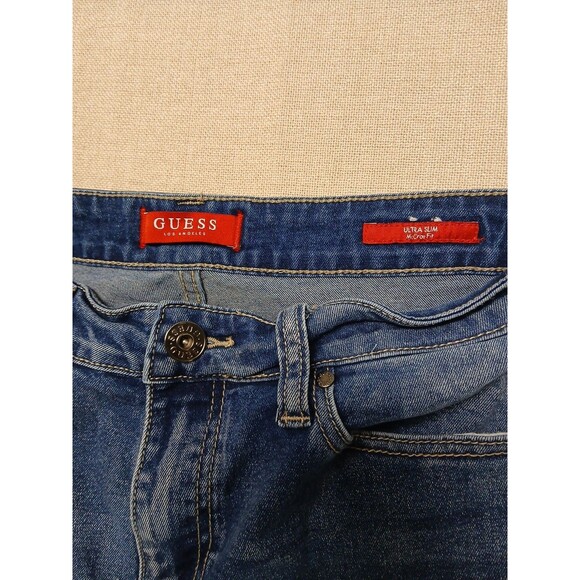 Guess Jeans Size 31x32 Mens Ultra Slim McCrae Fit Mid Rise Blue Denim - Picture 7 of 16